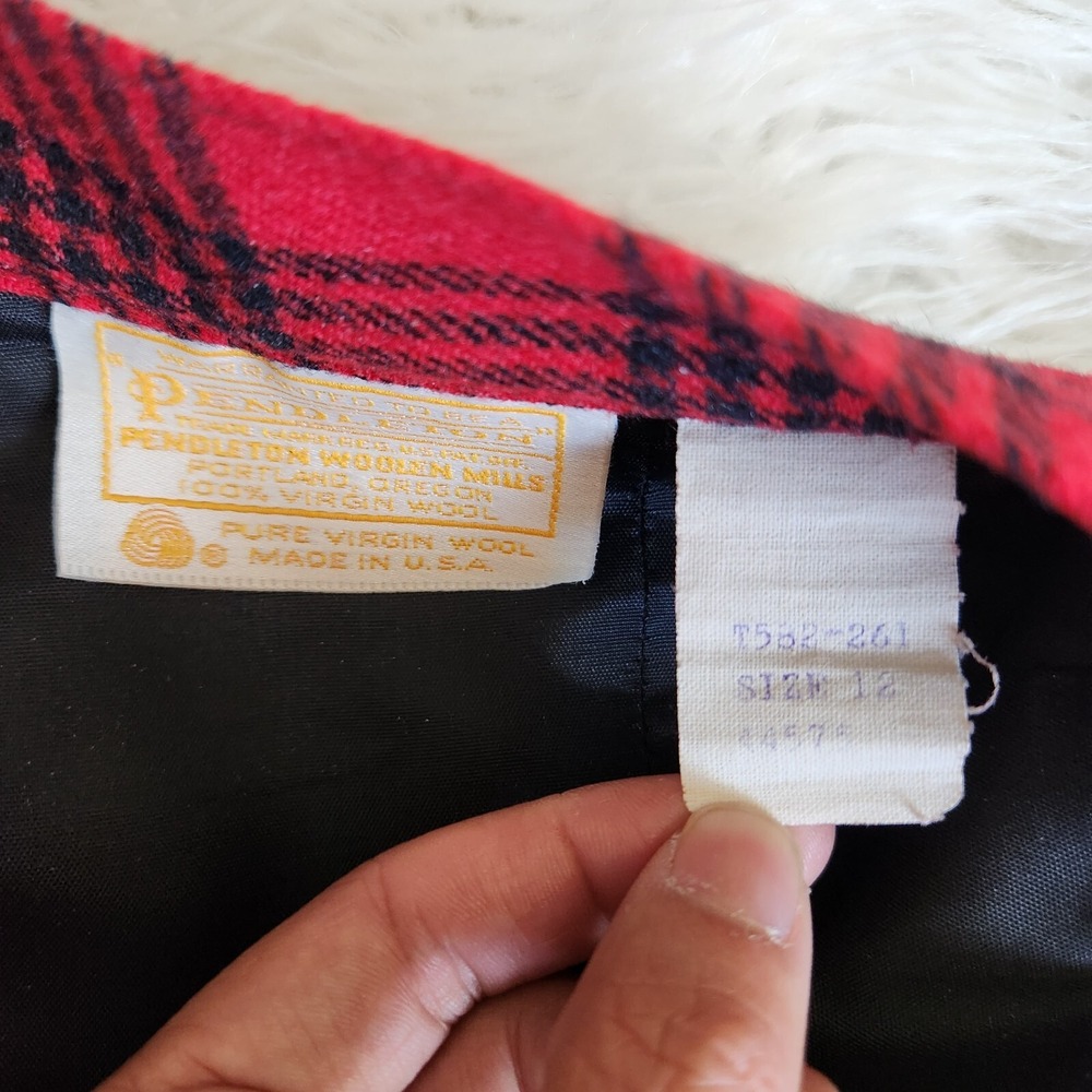 Vintage PENDLETON Skirt 100% Virgin Wool Plaid A Line 12 Made in USA Red - Picture 6 of 14